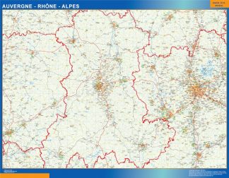 Auvergne Rhone Alpes laminated map