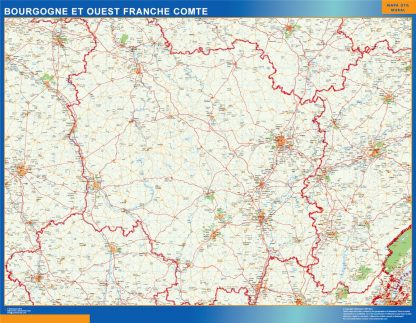 Bourgogne Franche Comte laminated map