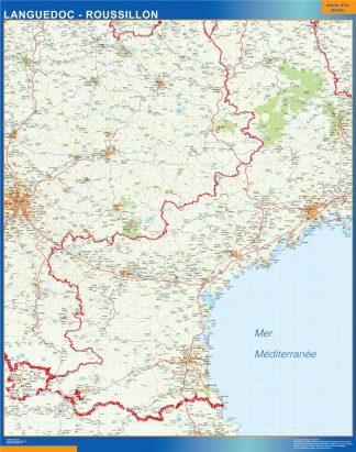 Languedoc Roussillon laminated map