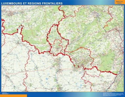 Luxembourg Regions Frontaliers laminated map