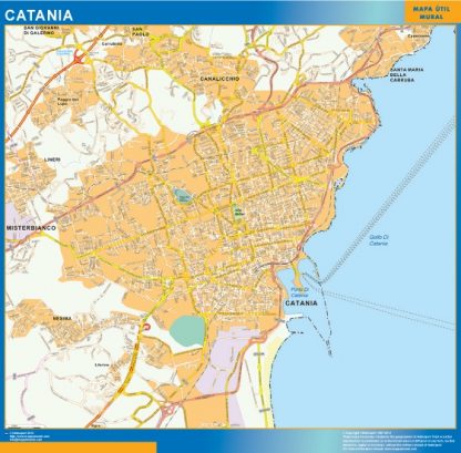Map of Catania city in Italy