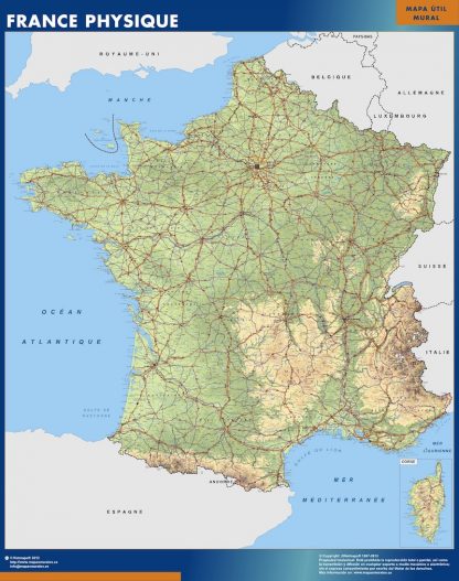Map of France physical
