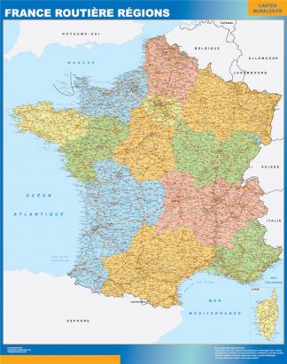 Map of France roads regional