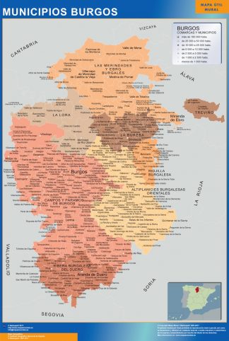 Municipalities Burgos map from Spain