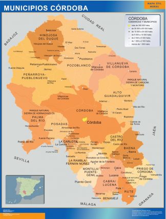 Municipalities Cordoba map from Spain