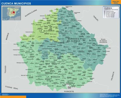 Municipalities Cuenca map from Spain