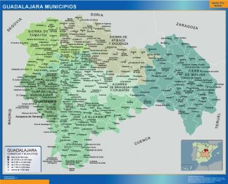 Municipalities Guadalajara map from Spain