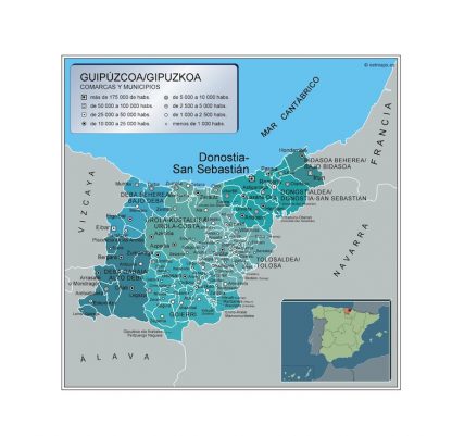 Municipalities Guipuzcoa map from Spain