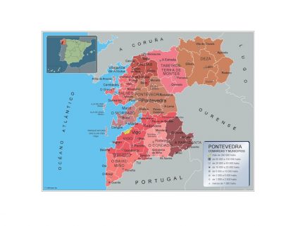 Municipalities Pontevedra map from Spain