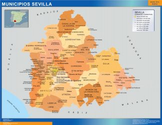 Municipalities Sevilla map from Spain