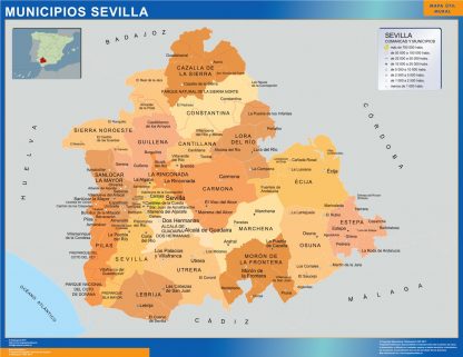 Municipalities Sevilla map from Spain