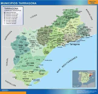 Municipalities Tarragona map from Spain