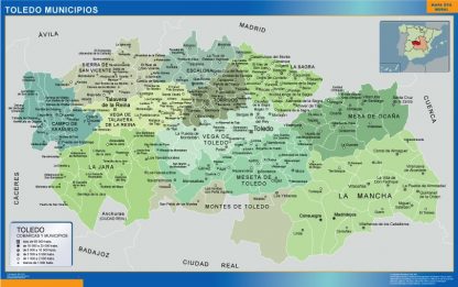 Municipalities Toledo map from Spain