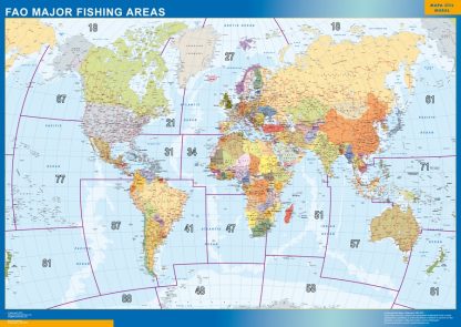 world wall map fao fishing areas